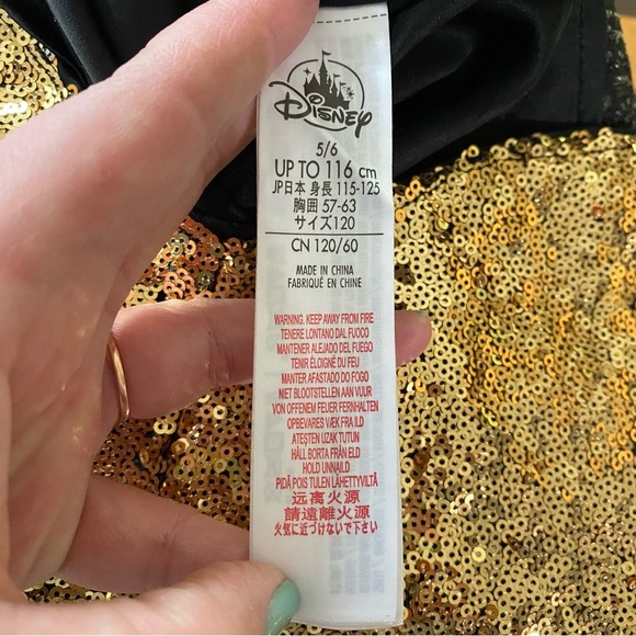 Disney Gold Red Sequins Minnie Mouse Bow Short Sleeve Sparkly Dress - Picture 10 of 10